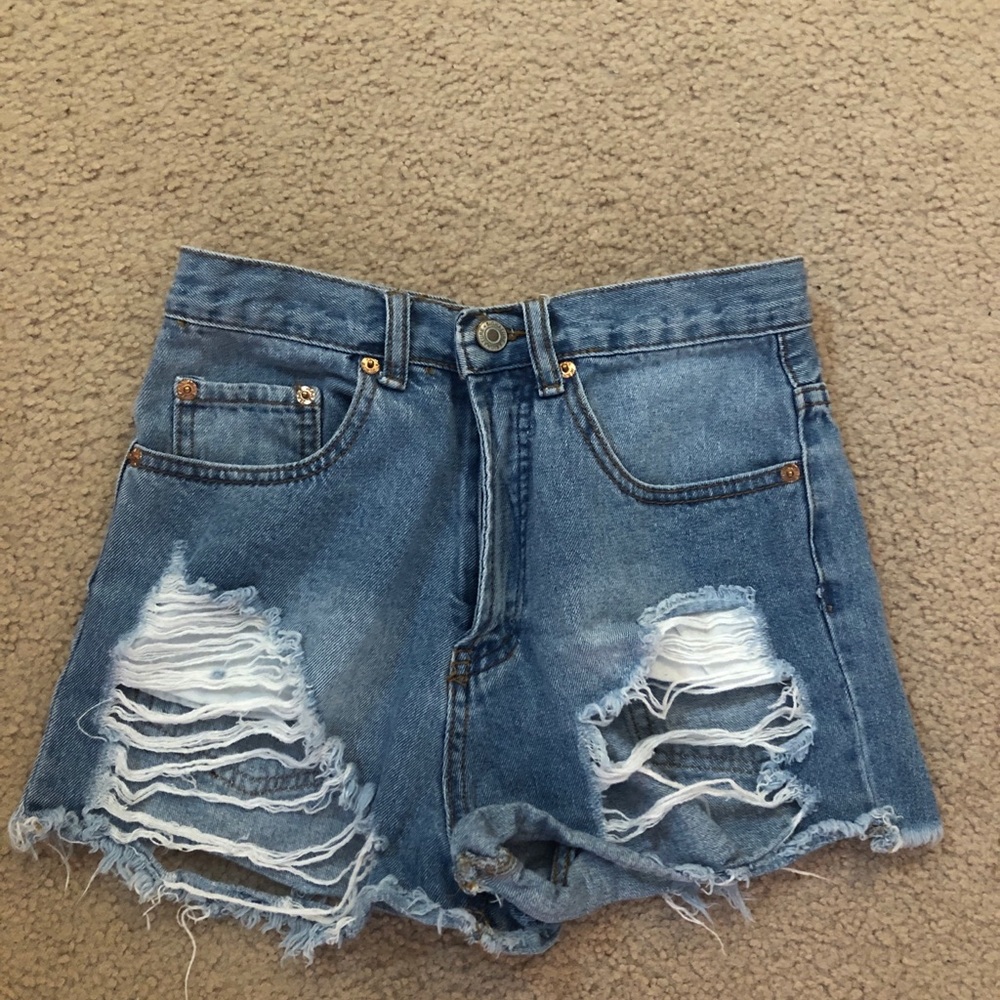 High waisted jean shorts